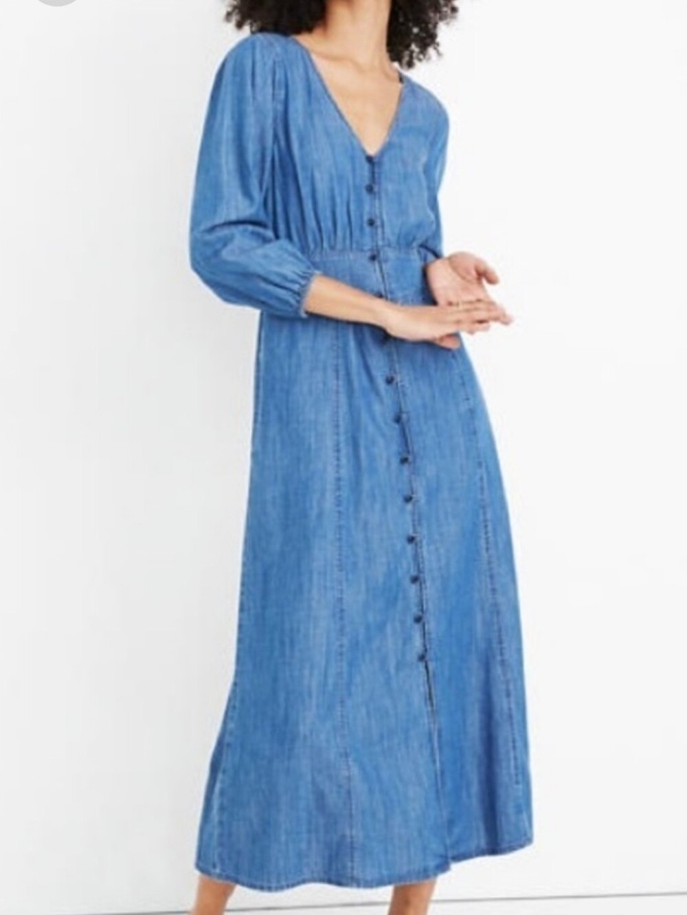 Madewell Indigo Chambray Button-Front Maxi Dress